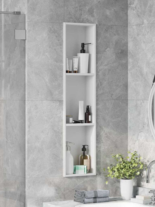 vidaXL Επιτοίχια Ραφιέρα Μπάνιου Μεταλλική 90x9.5x20cm Λευκή