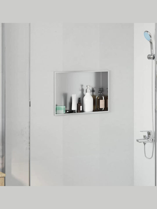 vidaXL Επιτοίχια Ραφιέρα Μπάνιου Μεταλλική 45x9.5x30cm Ασημί