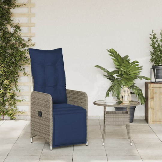 Outdoor Armchair Rattan Gray with Cushion