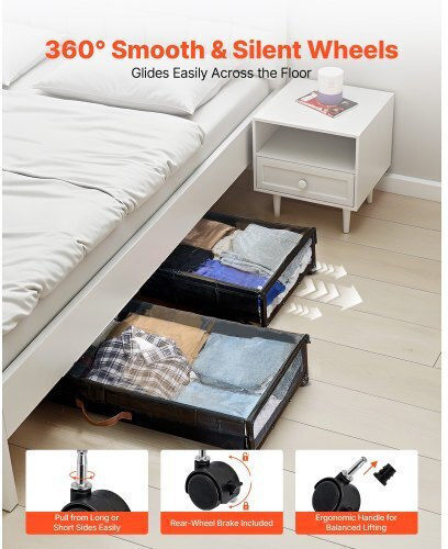 Vevor Plastic Storage Box with Wheels and Lid 91.44x45.974x18.542cm 2pcs