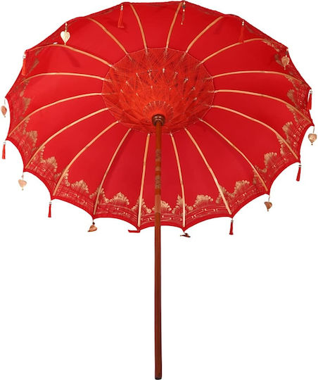Round Wooden Red Garden & Terrace Parasol F2.5xY2.5m