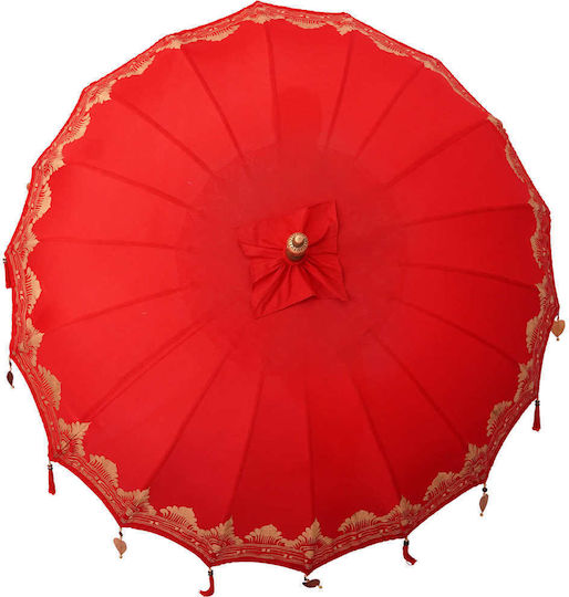 Round Wooden Red Garden & Terrace Parasol F2.5xY2.5m
