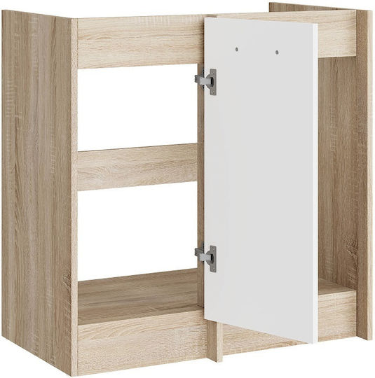 Γωνιακό Ντουλάπι Δαπέδου Sonoma Oak, White 60x46x82εκ.