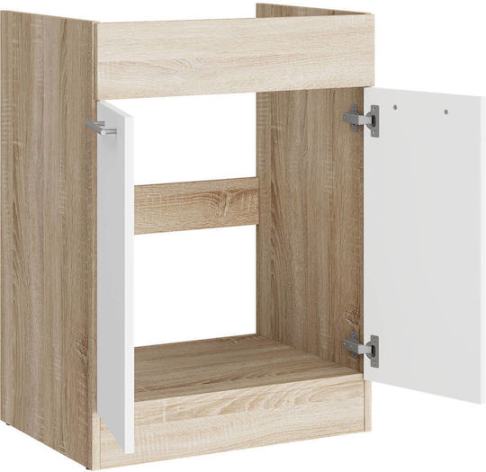 Ντουλάπι Νεροχύτη Sonoma Oak, White 60x46x82εκ.