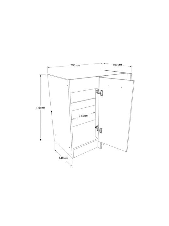Γωνιακό Ντουλάπι Δαπέδου Λευκό 60x46x82εκ.