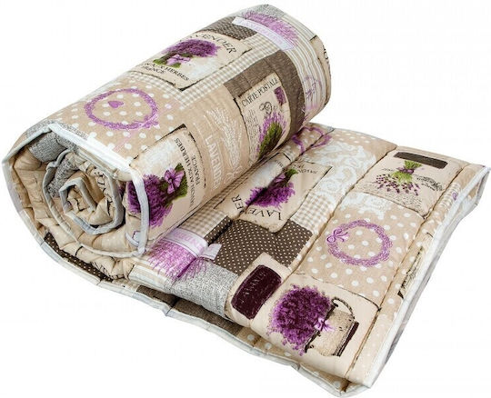 Alcam Single Quilt with Microfiber Filling 140x200cm Lavender Lavanda 250 GSM