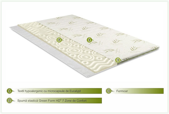 Green Future Mattress Topper Eucalyptus Comfort Super Double Foam with Removable Cover 160x200x5cm