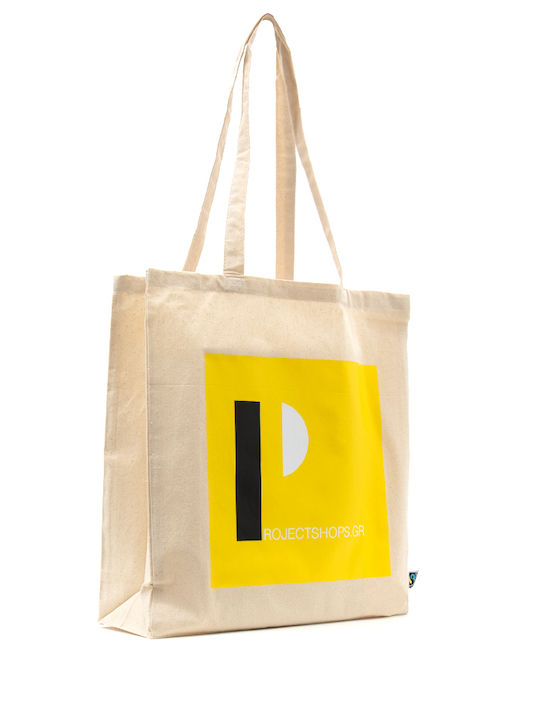 Projectshops Υφασμάτινη Τσάντα για Ψώνια σε Μπεζ χρώμα