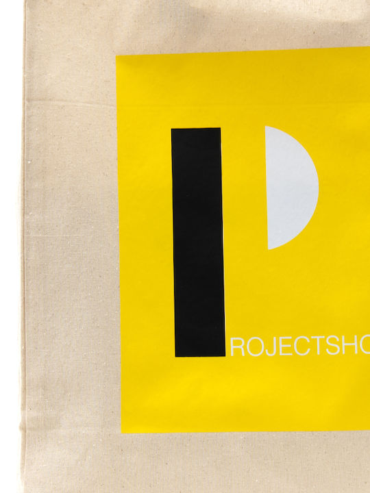 Projectshops Υφασμάτινη Τσάντα για Ψώνια σε Μπεζ χρώμα