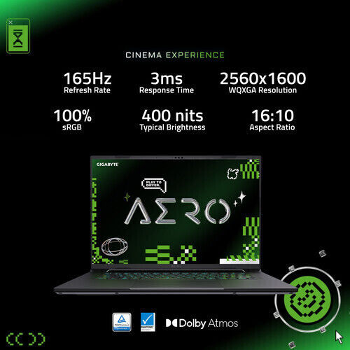 Gigabyte AERO X16 1VH93USC94AH 16" IPS QHD+ 165Hz (Ryzen AI 300 Series-7 350/16GB/1TB SSD/GeForce RTX 5060/W11 Home) Lunar White (US Keyboard)