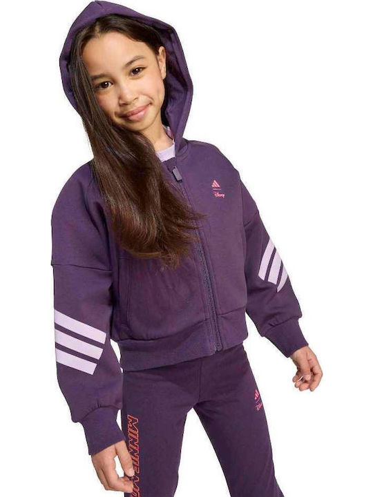 Kids Sweatshirt Cardigan with Hood and Pockets Purple