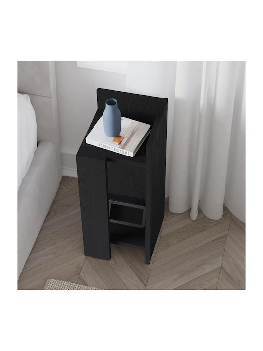 Bedside Table Elos Wooden Black 25x27x60cm