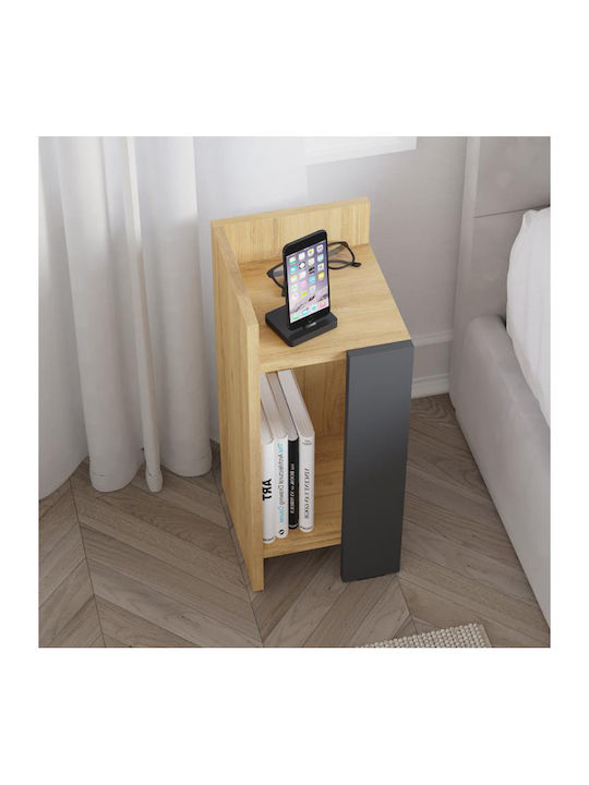 Bedside Table Elos Wooden Grey 25x27x60cm