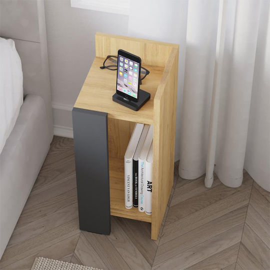 Bedside Table Elos Wooden Sapphire Oak - Anthracite 25x27x60cm