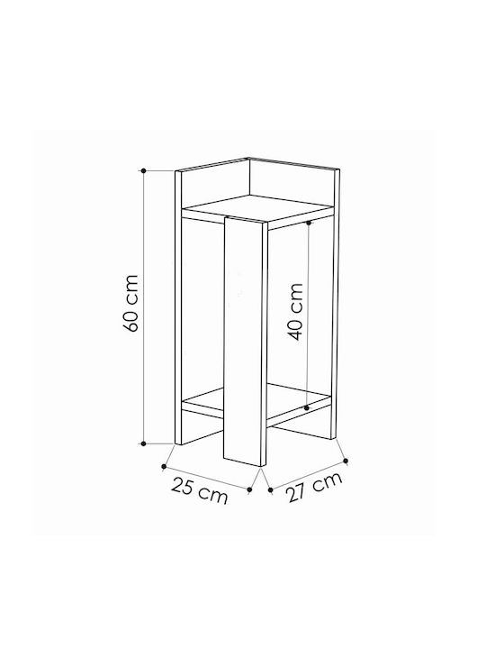 Bedside Table Elos Wooden Grey 25x27x60cm