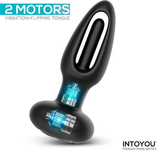 IntoYou Vibrating Plug with Flipping Tongue Mini Δονητής με Απομακρυσμένο Έλεγχο 10cm Μαύρος