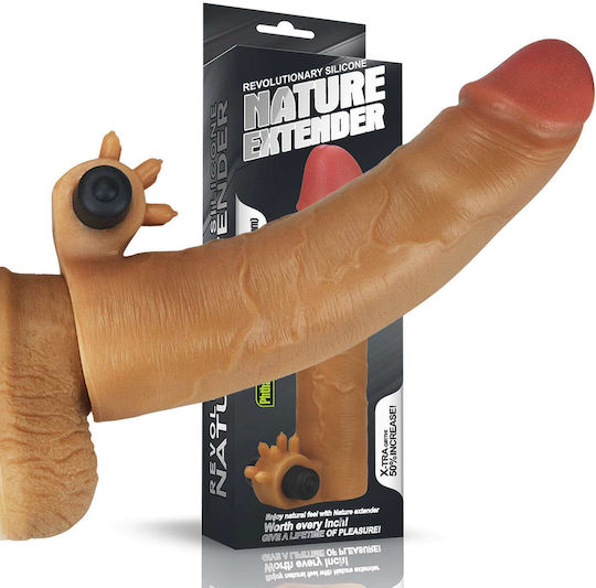 Lovetoy Nature Extender Προέκταση Πέους με Δόνηση Καφέ 19cm