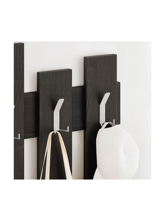 Megapap Wall Hanger Wave Wooden 20 Hooks Black 64x4x4cm