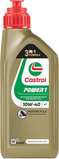 Castrol Power 1 10W-40 Ημισυνθετικό Λάδι Μοτοσυκλέτας για Τετράχρονους Κινητήρες 1lt