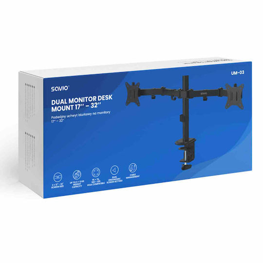 Savio UM-03 Suport Birou pentru 2 Monitoare