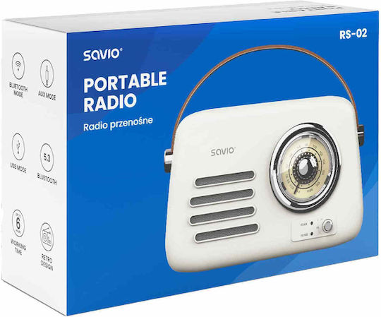 Savio RS-02 Tragbares Radio mit Bluetooth Weiß