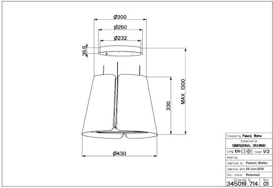 Faber BEAT WH MATT F45 Απορροφητήρας Νησίδα 45cm Λευκός