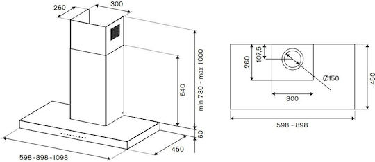 Bertazzoni KT60P1XV Απορροφητήρας Καμινάδα 60cm Inox