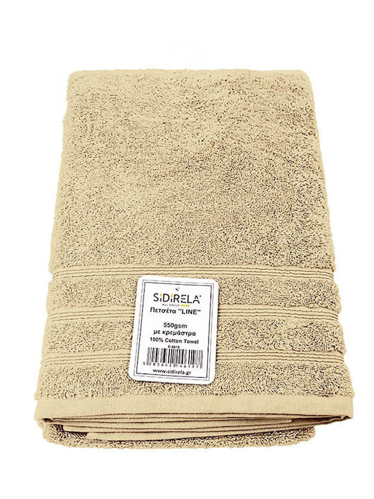 Sidirela Πετσέτα Προσώπου Line 50x90εκ. Beige Βάρους 550gr/m²