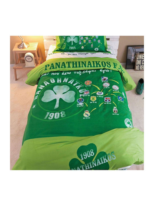 Palamaiki Παναθηναϊκός FC 3 Σετ Κουβερλί Υπέρδιπλο Βαμβακερό Πράσινο 240x250cm 3τμχ