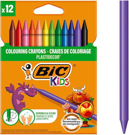 BIC Kids Plastidecor Σετ Κηρομπογιές με 12 Χρώματα