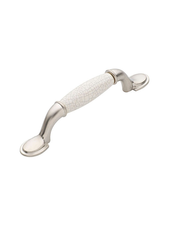 Roline 521 Antique Handle Furniture made of Porcelain & Metallic Nickel Satinet Crackelet 150mm (Center Distance 96mm) 521 1pcs