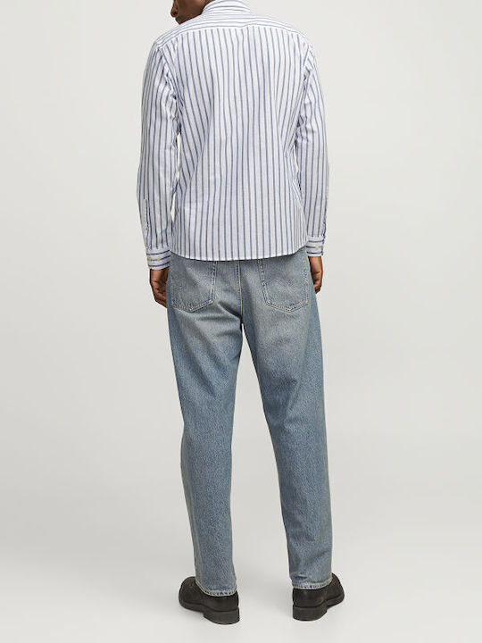 Long-sleeved Cotton Shirt Striped Blue