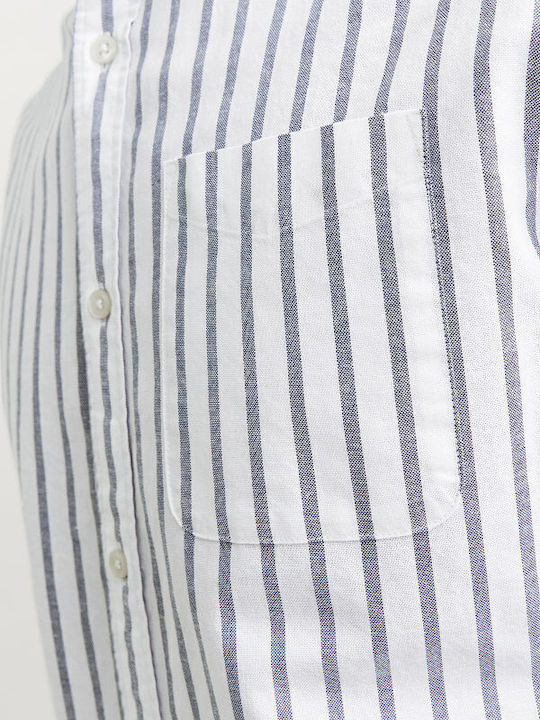 Long-sleeved Cotton Shirt Striped Blue