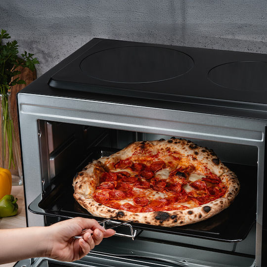 Voltz Electric Countertop Oven 45lt with 2 Burners and Air Black