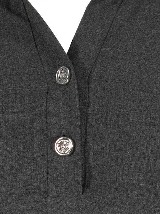Women's Blouse Long Sleeve with V Neckline Gray