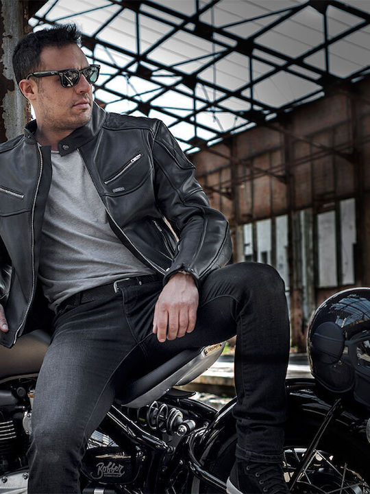 Nordcode Cafe Race Winter Men's Motorcycle Jacket Leather Black