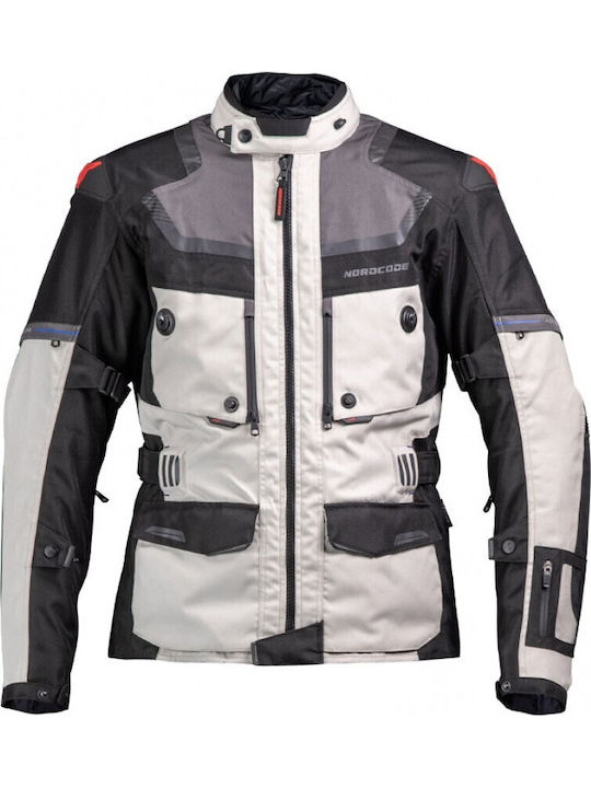 Nordcode Adventure Evo 24 Men's Motorcycle Jacket Cordura 4 Seasons Waterproof Light-Grey Black