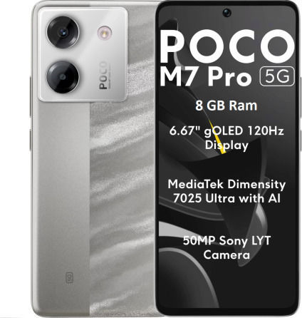 Xiaomi Poco M7 Pro 5G Dual SIM (8/256GB) Ασημί