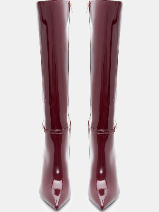 Damenstiefel mit Hohem Absatz Burgundisch