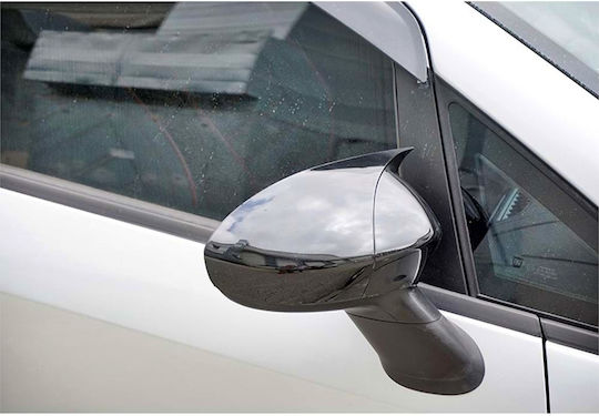 Set 2 Capace Oglindă Stil Batman Idealstore Fiat Punto 2012 Linea 2007 Punto Evo Fiat 500 L Negru Pian Culoare Negru Lucios Instalare Ușoară Rezistent la UV Material Premium