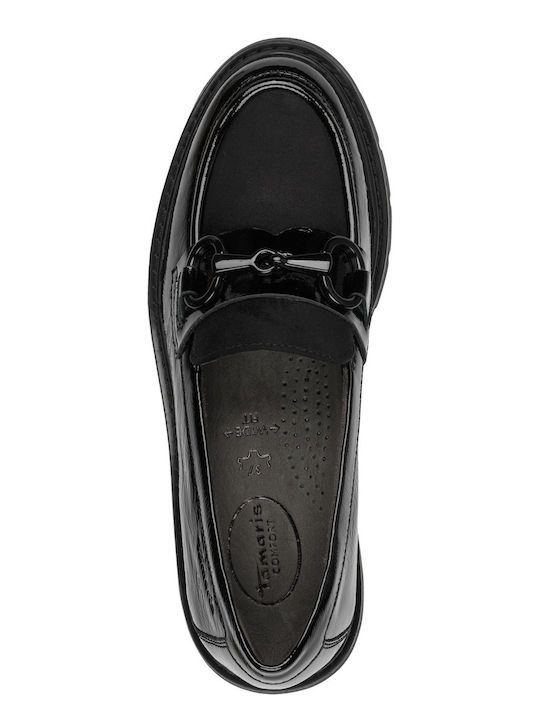 Leder Damen Mokassins in Schwarz Farbe