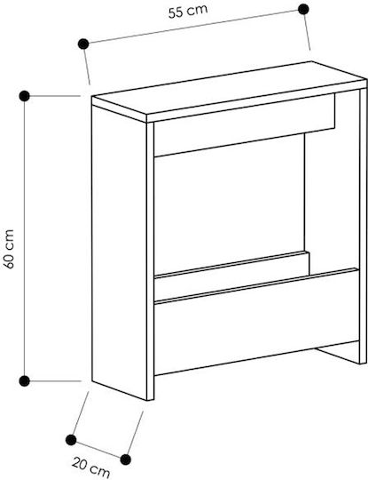 Rectangular Side Table Simpi from Solid Wood Black Wood W55xD20xH60cm