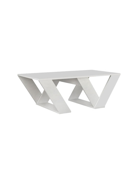 Rectangular Central Coffee Table Pipra Wooden White W110xD60xH40cm