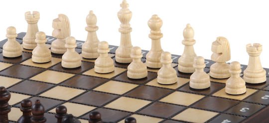 Wooden School Set 28x28cm Chess + Checkers + Backgammon