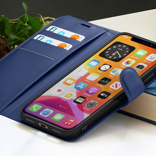 Husă Wallet Zanaé iPhone XR Funcție Stand Tab Magnetic Albastru Închis