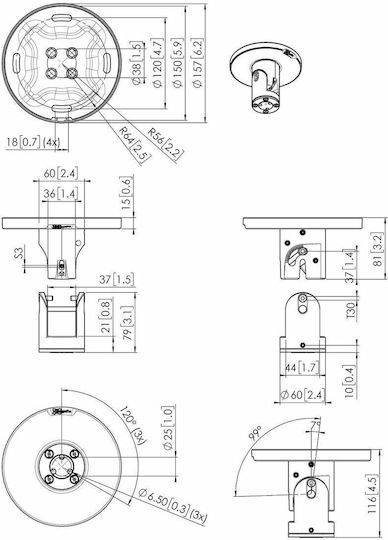Vogel's Βάση Projector Οροφής με Μέγιστο Φορτίο 40kg Μαύρη