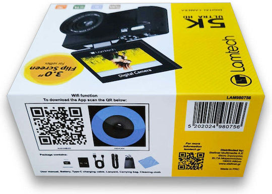 LAM980756 Action Camera 5K with 3" Screen and Wi-Fi Black