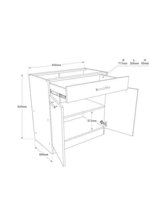 Επιδαπέδιο Ντουλάπι Sonoma Oak, White 80x46x82εκ.