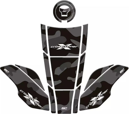 Gpk 3d Σετ Tank Pad Honda Vfr800x Crossrunner 2015-2020 Μαύρο Γκρι