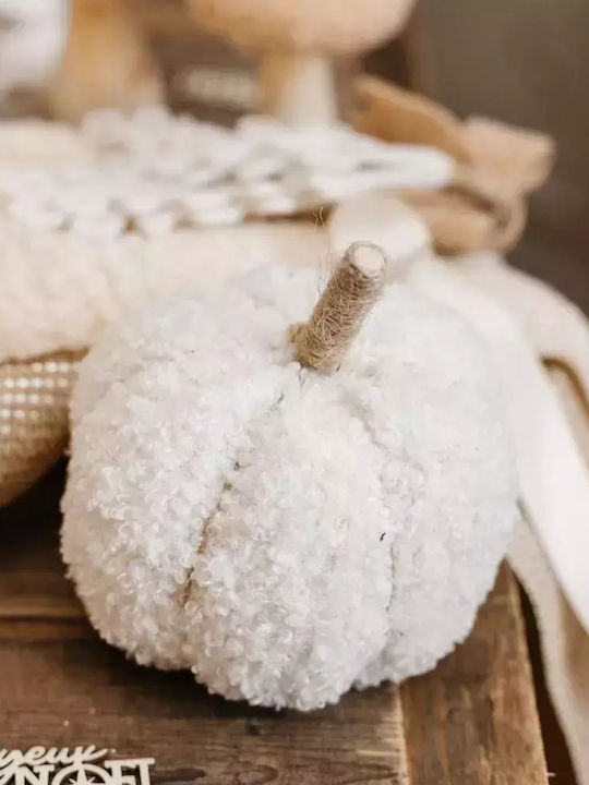 Beauty Home Christmas Fabric Figure Pumpkin White Height 13cm
